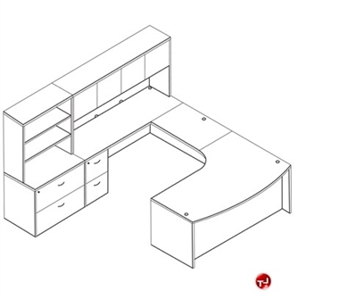 Picture of Laminate U Shape Bowfront Office Desk Workstation, Lateral Filing Pedestal