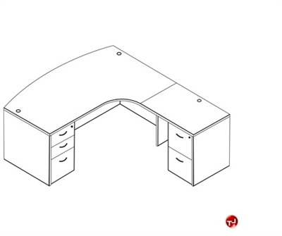 Picture of Laminate L Shape Bowfront Office Desk Workstation, 2 Filing Pedestals