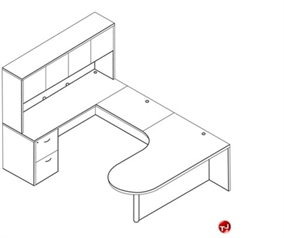 Picture of Laminate L Shape P Top Office Desk Workstation, Filing Pedestal