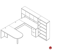 Picture of Laminate U Shape P Top Office Desk Workstation, Filing Pedestal, Bookcase Storage