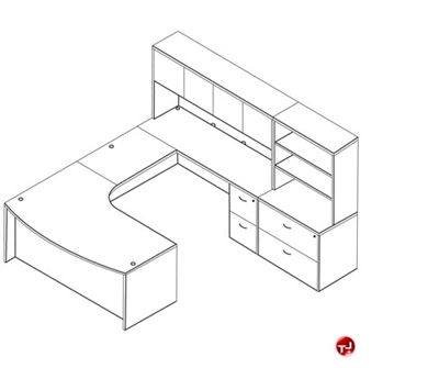 Picture of Laminate U Shape Office Desk Workstation, Filing Pedestal 