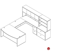 Picture of Laminate U Shape Bowfront Office Desk Workstation, Lateral Filing Pedestal 