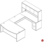 Picture of Laminate U Shape Bowfront Office Desk Workstation, Hutch, Filing Pedestal 