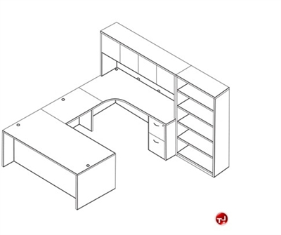 Picture of Laminate U Shape Office Desk Workstation, Hutch, Filing Pedestal 