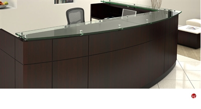 Picture of Contemporary Laminate L Shape Reception Desk Workstation, Glass Counter