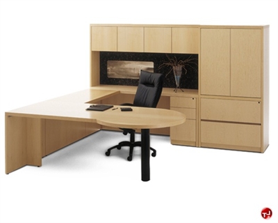 Picture of Venart Veneer Executive Office Desk U Shape Workstation, Lateral File Storage