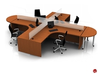 Picture of Contemporary Veneer Cluster of 4, Laminate Quad Cubicle Workstation