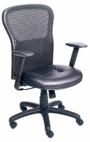 Picture of Mid Back Ergonomic Mesh Office Task Chair, Leather Seat