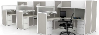 Picture of Maxon Parallel Electrified Panel System, 3 Person Cluster Cubicle Workstation