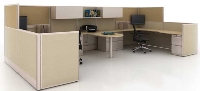 Picture of Electrified Panel System, 2 Person Teaming Cubicle Workstation