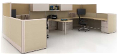 Picture of Electrified Panel System, 2 Person Teaming Cubicle Workstation