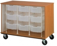 Picture of 36"H Mobile Storage Cabinet, 9 Bins with Doors