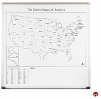 Picture of Best Rite 202AD-M5, 4 x 4 Porcelain Markerboard, Aluminum Trim, USA Map