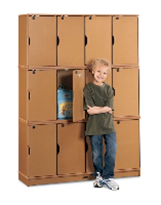 Picture of Jonti-Craft 4697JC, Kids 4 Section Stacking Lockable Lockers,Triple Tier