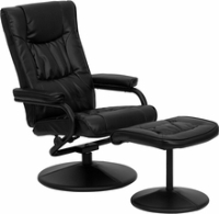 Picture of Black Leather Swivel Recliner with Ottoman