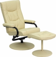Picture of Cream Leather Swivel Recliner with Ottoman