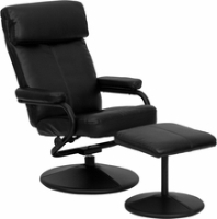 Picture of Black Leather Swivel Recliner with Ottoman, 9856822