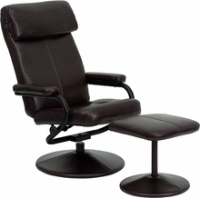 Picture of Espresso Leather Swivel Recliner with Ottoman, 9856823