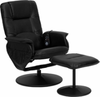 Picture of Black Leather Swivel Massaging Recliner with Ottoman, 9856828