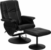 Picture of Black Leather Swivel Massaging Recliner with Ottoman, 9856829