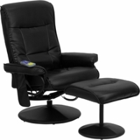 Picture of Black Leather Swivel Massaging Recliner with Ottoman, 9856830