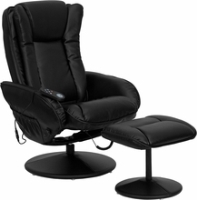 Picture of Black Leather Swivel Massaging Recliner with Ottoman, 9856831