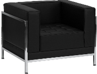 Picture of Black Leather Contemporary Reception Lounge Club Chair, 9856849