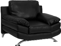 Picture of Black Leather Reception Plush Club Chair, 9856852