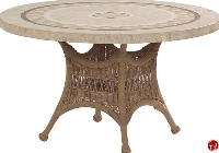 Picture of Whitecraft Sommerwind S596604, Outdoor Wicker 48" Round Stone Top Umbrella Dining Table