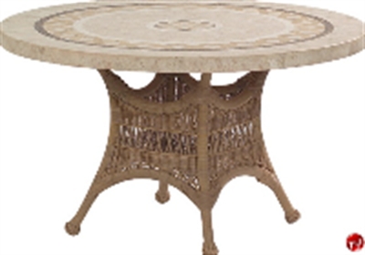 Picture of Whitecraft Sommerwind S596604, Outdoor Wicker 48" Round Stone Top Umbrella Dining Table