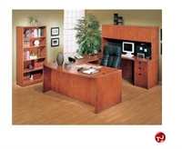 Picture of 72" U Shape Laminate Bowfront Office Desk Workstation, with Hutch and Bookcase