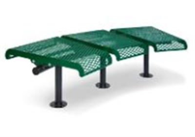 Picture of Outdoor 715 730 Series 3-Seat Backless Steel Bench,Portable 15 Degree Concave