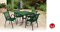 Picture of Outdoor 361 956, 36" Square Cafeteria Dining Steel Food Court Table Set, 4 Chairs