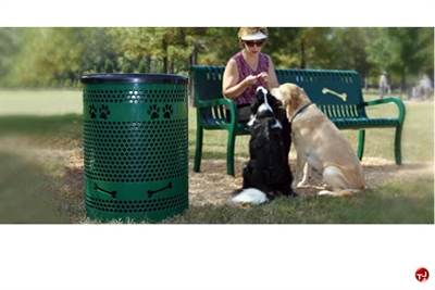 Picture of Bark Park Tidy Up Trash Receptacle, Laser Cut Paw Prints