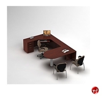 Picture of Global Zira Series Laminate Contemporary U Shape Office Desk Workstation, Layout 1