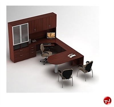 Picture of Global Zira Series Laminate Contemporary U Shape Office Desk Workstation,Overhead Storage