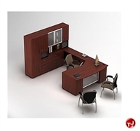 Picture of Global Zira Series Laminate Contemporary L Shape Office Desk Workstation,Overhead Storage