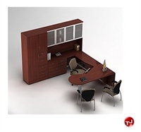 Picture of Global Zira Series Laminate Contemporary U Shape Office Desk Workstation, Overhead Storage