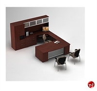 Picture of Global Zira Series Laminate Contemporary U Shape Office Desk Workstation,Overhead Storage