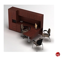 Picture of Global Zira Series Laminate Contemporary L Shape Office Desk Workstation, Overhead Storage