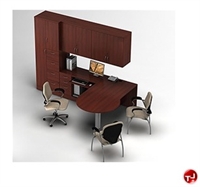 Picture of Global Zira Series Laminate Contemporary L Shape Office Desk Workstation, Overhead Storage