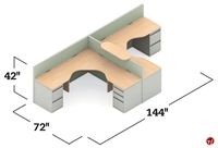 Picture of Global e0+ Modular Two Person Cubicle Cluster Workstation