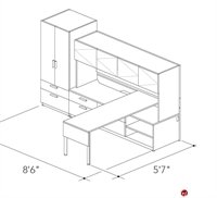 Picture of Abco Keel Contemporary L Shape Office Desk Workstation, Overhead Closed Storage