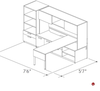 Picture of Abco Keel Contemporary L Shape Office Desk Workstation, Overhead Closed Storage