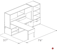 Picture of Abco Keel Contemporary L Shape Office Desk Workstation, Overhead Closed Storage