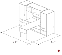 Picture of Abco Keel Contemporary L Shape Office Desk Workstation, Overhead Closed Storage