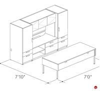 Picture of Abco Keel Contemporary Executive Office Desk Workstation, Storage Credenza