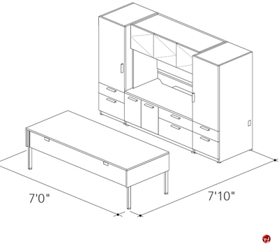 Picture of Abco Keel Contemporary Executive Office Desk Workstation, Storage Credenza