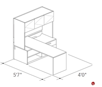 Picture of Abco Keel Contemporary L Shape Office Desk Workstation, Overhead Storage