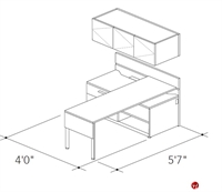 Picture of Abco Keel Contemporary L Shape Office Desk Workstation, Wall Storage